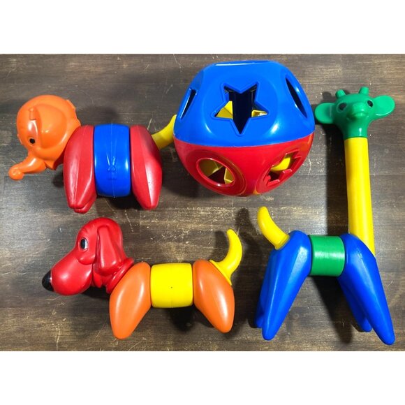 Tupperware Toy Zoo It-Yourself Animal Set & Shape-O-Ball Lot Vintage TupperToy - Picture 1 of 15